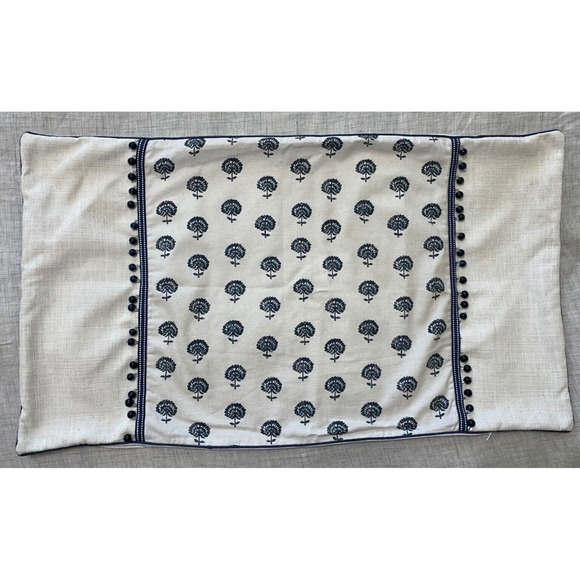 Eastern Accents Other - Eastern Accents Pillow Sham White Blue Glass Beads Floral Very Soft Linen Blend?